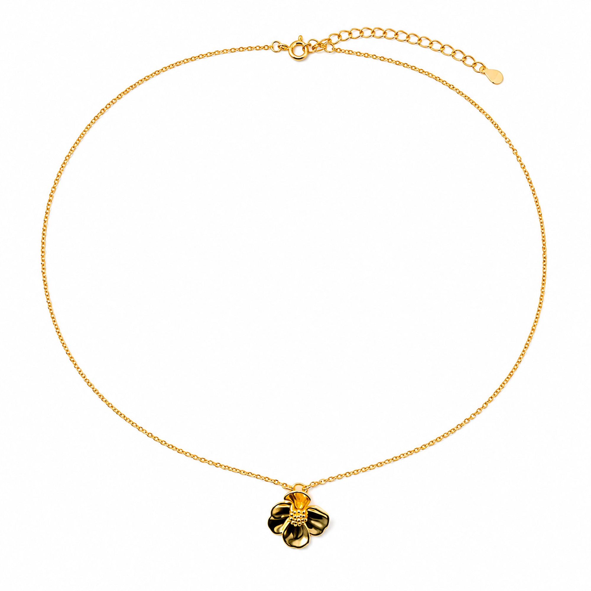 Collar Flor Sakura Chica Colección Florecer Plata .925 con Baño de Oro 18k