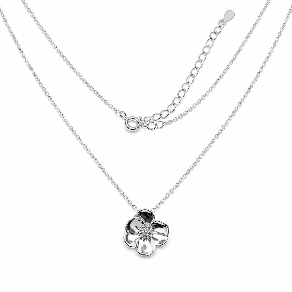 Collar Flor Chica Sakura Colección Florecer Plata .925 con Baño de Rodio