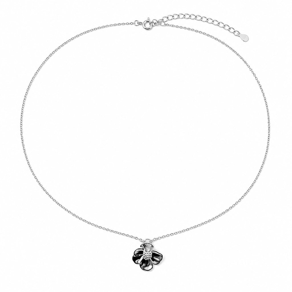Collar Flor Chica Sakura Colección Florecer Plata .925 con Baño de Rodio