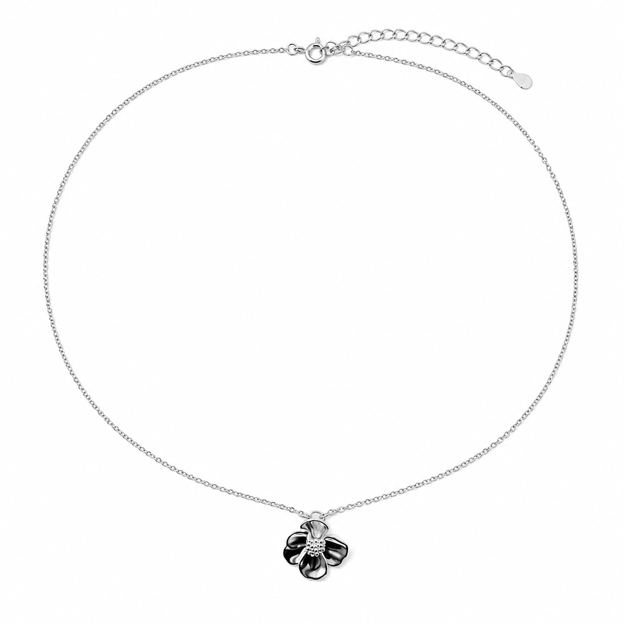 Collar Flor Chica Sakura Colección Florecer Plata .925 con Baño de Rodio