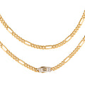 Collar Mónaco Chain Original Cubano con Eslabón Largo Liso, tipo Cartier 5mm, 50 cm. Broche Circonias. Oro 14k