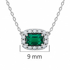 Collar Pan 1:1 Circonia Rectangular Verde con Micro Circonias Plata .925