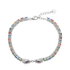 Pulsera Piedras Preciosas Jaguares Encontrados Zafiro, Citrino, Peridot, Turmalinas y Circonias Blancas. Plata .925 con Baño de Rodio. Broche Perico más extensión