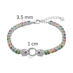 Pulsera Piedras Preciosas Jaguares Encontrados Zafiro, Citrino, Peridot, Turmalinas y Circonias Blancas. Plata .925 con Baño de Rodio. Broche Perico más extensión