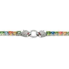 Pulsera Piedras Preciosas Jaguares Encontrados Zafiro, Citrino, Peridot, Turmalinas y Circonias Blancas. Plata .925 con Baño de Rodio. Broche Perico más extensión