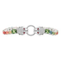 Pulsera Piedras Preciosas Jaguares Encontrados Zafiro, Citrino, Peridot, Turmalinas y Circonias Blancas. Plata .925 con Baño de Rodio. Broche Perico más extensión
