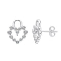 Arete Broquel Pan 1:1 Corazón Candado con Circonias Plata .925