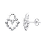 Arete Broquel Pan 1:1 Corazón Candado con Circonias Plata .925
