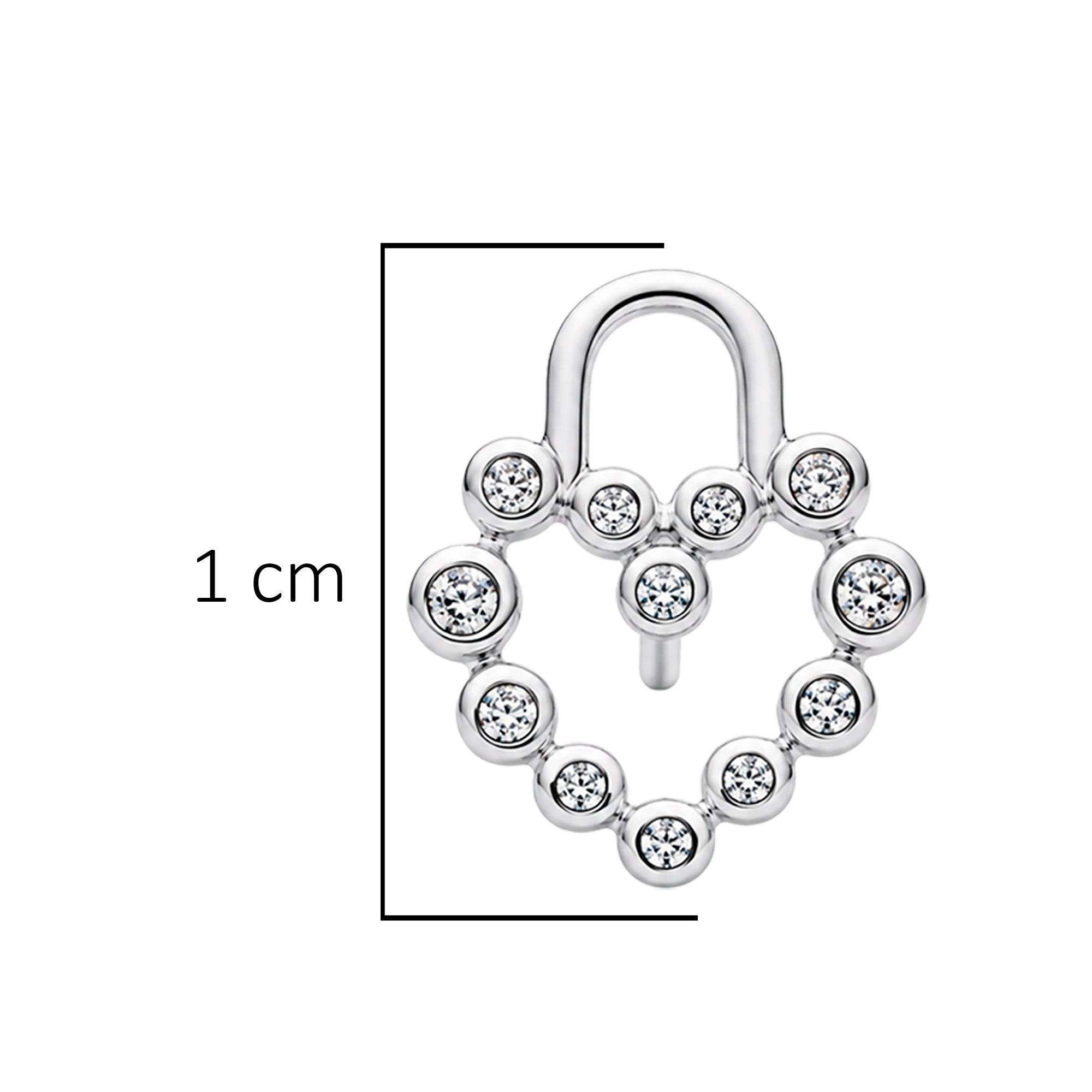 Arete Broquel Pan 1:1 Corazón Candado con Circonias Plata .925