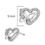 Arete Broquel Pan 1:1 Corazón con Circonias con Mariposa Lisa Plata .925
