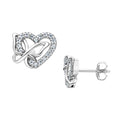 Arete Broquel Pan 1:1 Corazón con Circonias con Mariposa Lisa Plata .925