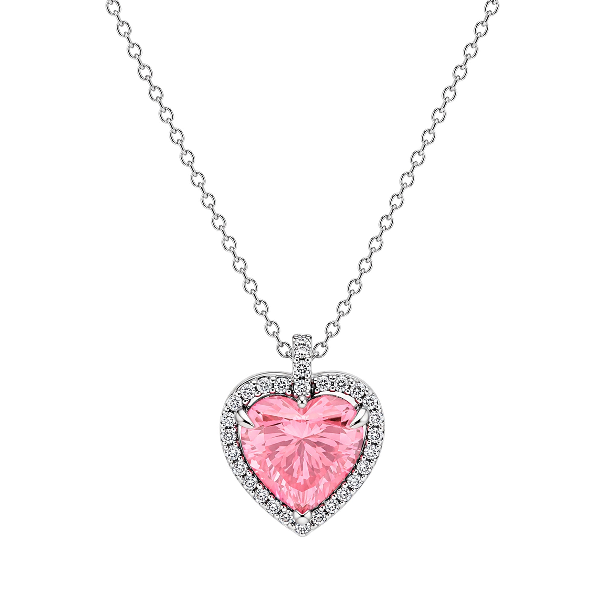 Collar Pan 1:1 Maxi Circonia de Corazón con Micro Circonias Plata .925