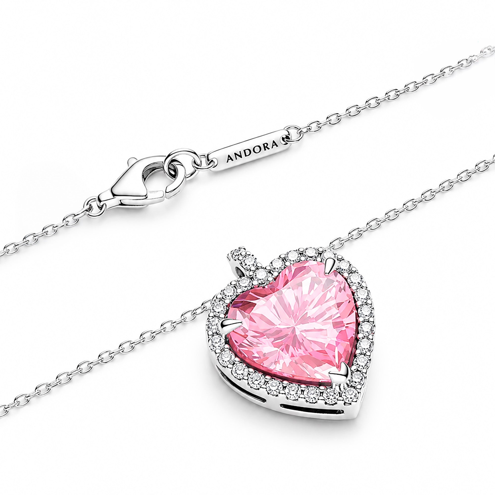 Collar Pan 1:1 Maxi Circonia de Corazón con Micro Circonias Plata .925
