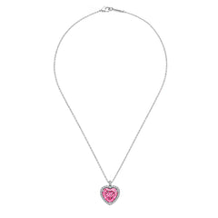 Collar Pan 1:1 Maxi Circonia de Corazón con Micro Circonias Plata .925