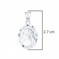 Dije Medalla  Divino Rostro y San Miguel Arcangel. Doble Vista Plata .925