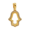 Dije Silueta Mano de Fatima con Micro Circonias Oro 14K