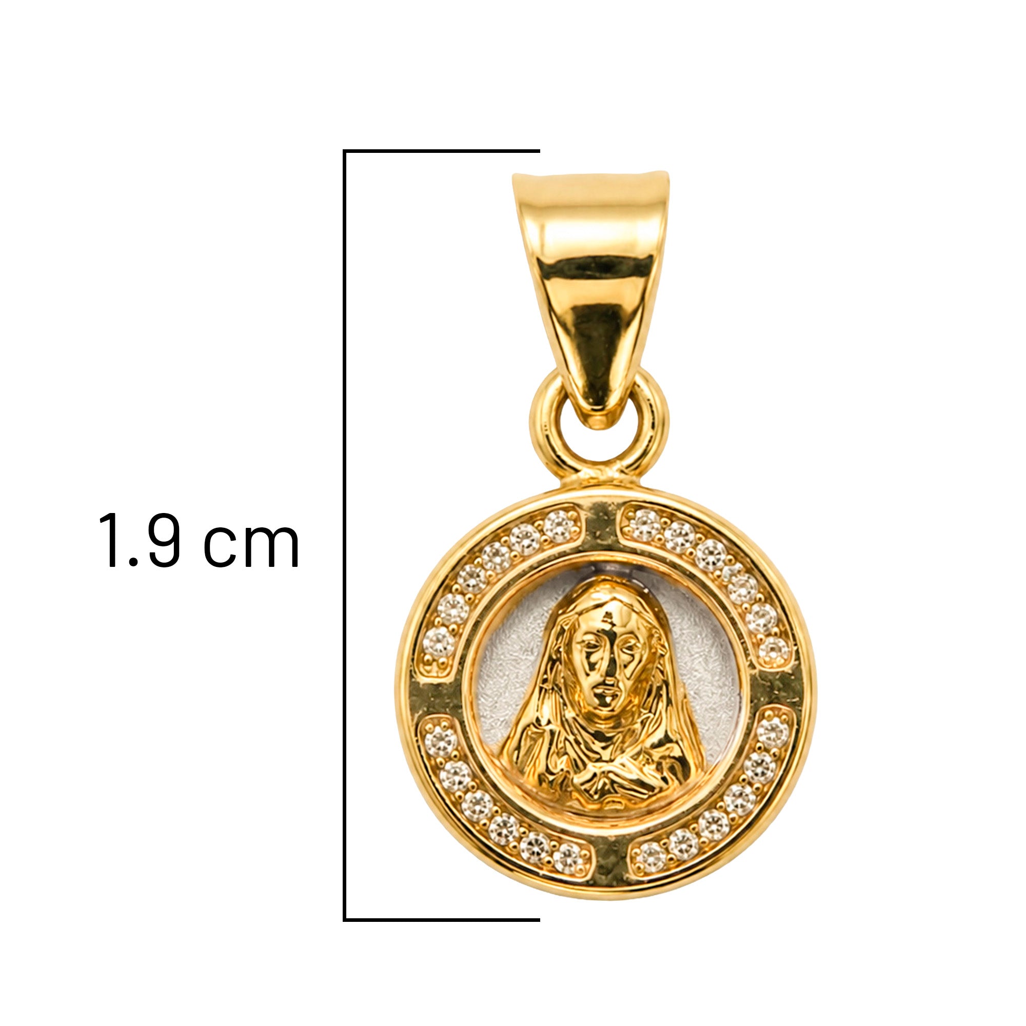 Dije Medalla de Jesus con Micro Circonias Oro 10K