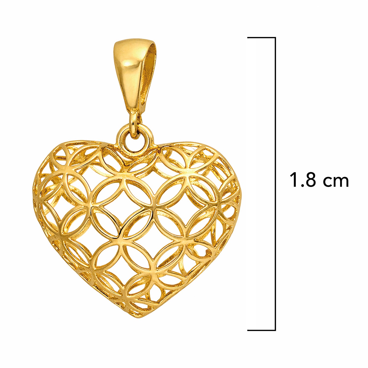 Dije Corazon Bombeado 1.8cm Calado Oro 14K