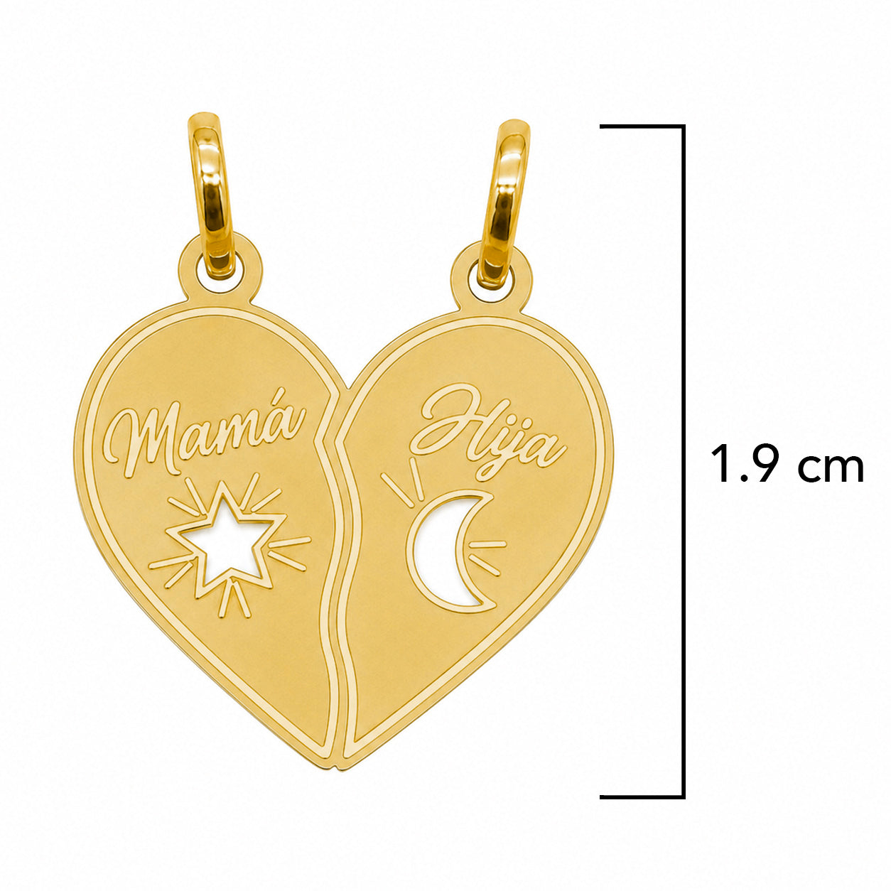 Dije Duo Doble Mamá e Hija Estrella, Luna Oro 14K