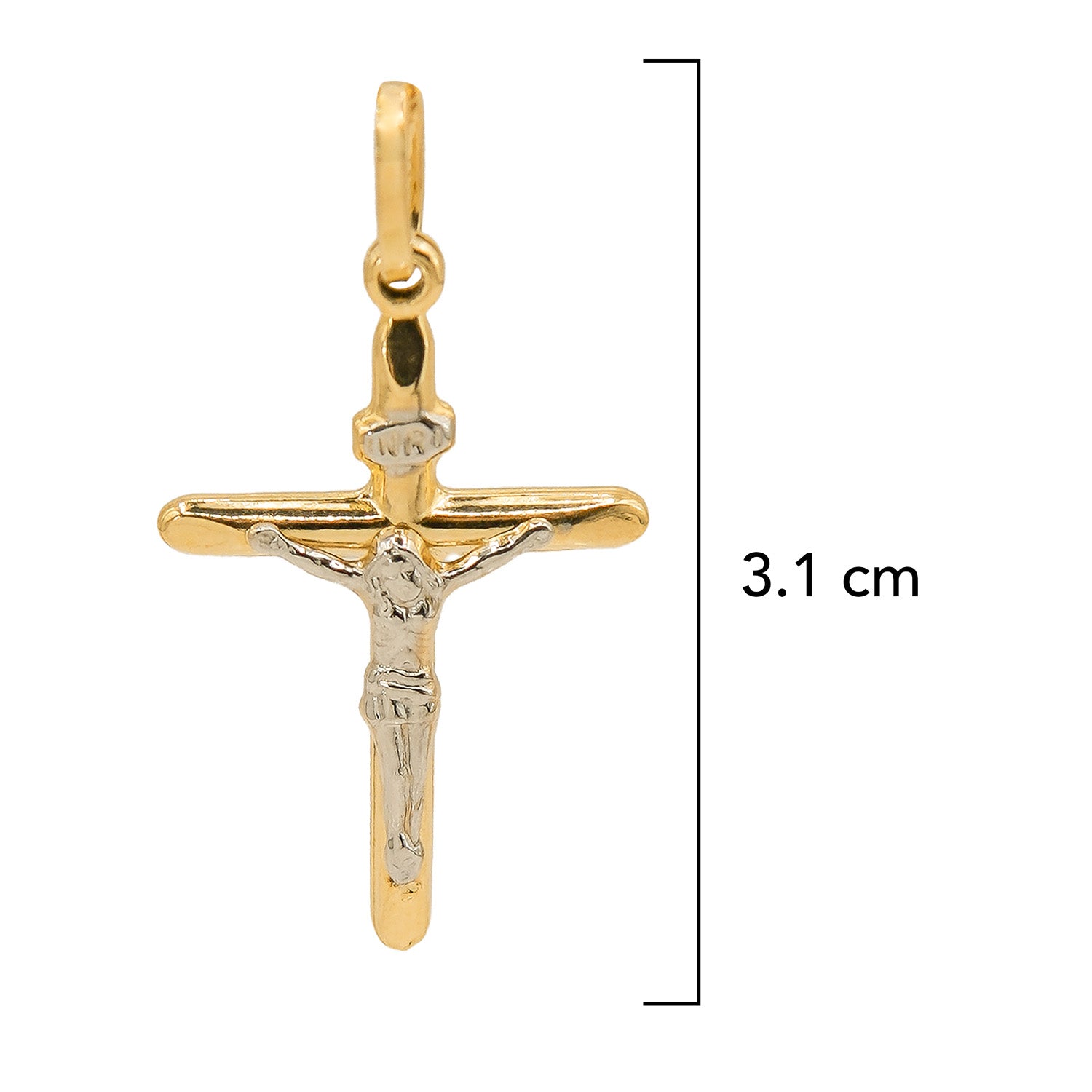 Dije Crucifijo Oro Blanco y Dorado 14K
