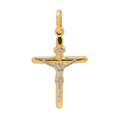 Dije Crucifijo Oro Blanco y Dorado 14K