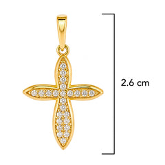 Dije Cruz 2.5cm Micro Circonias Oro 14K