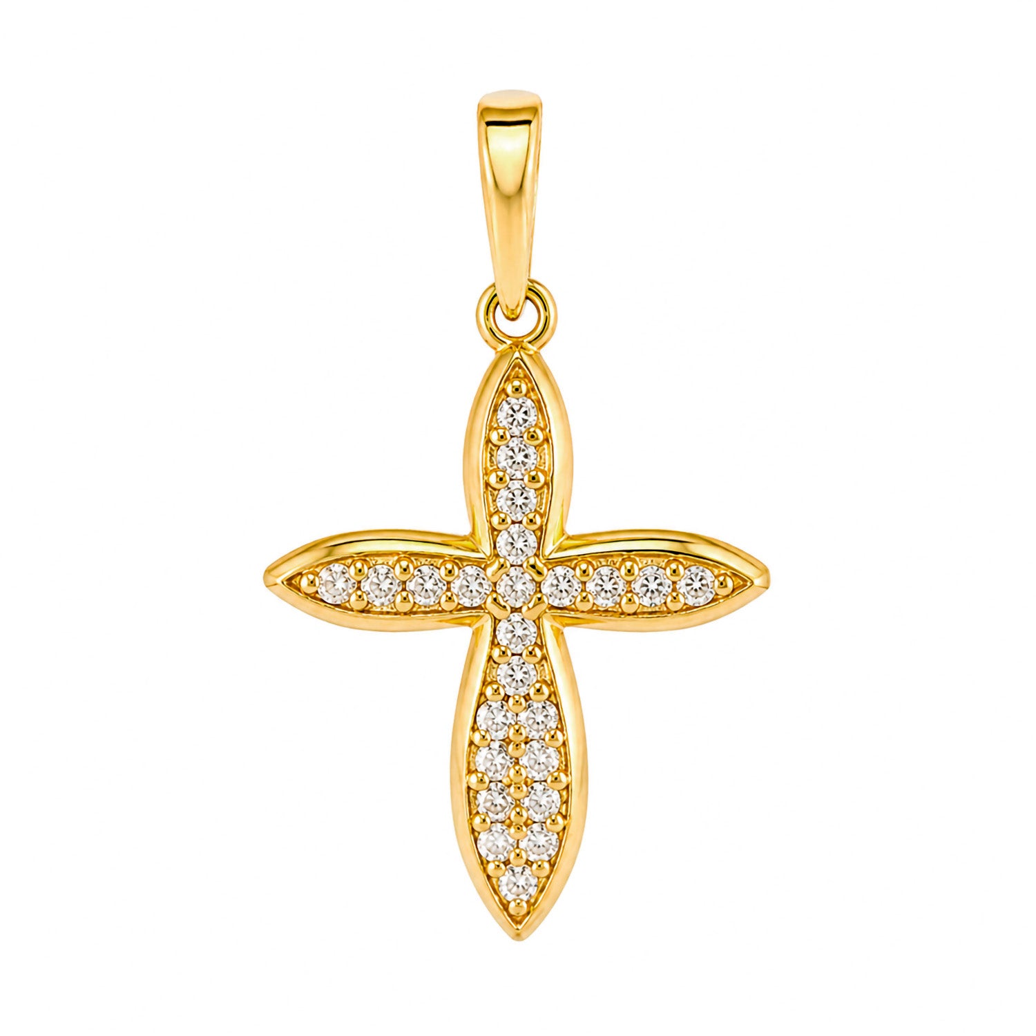 Dije Cruz 2.5cm Micro Circonias Oro 14K