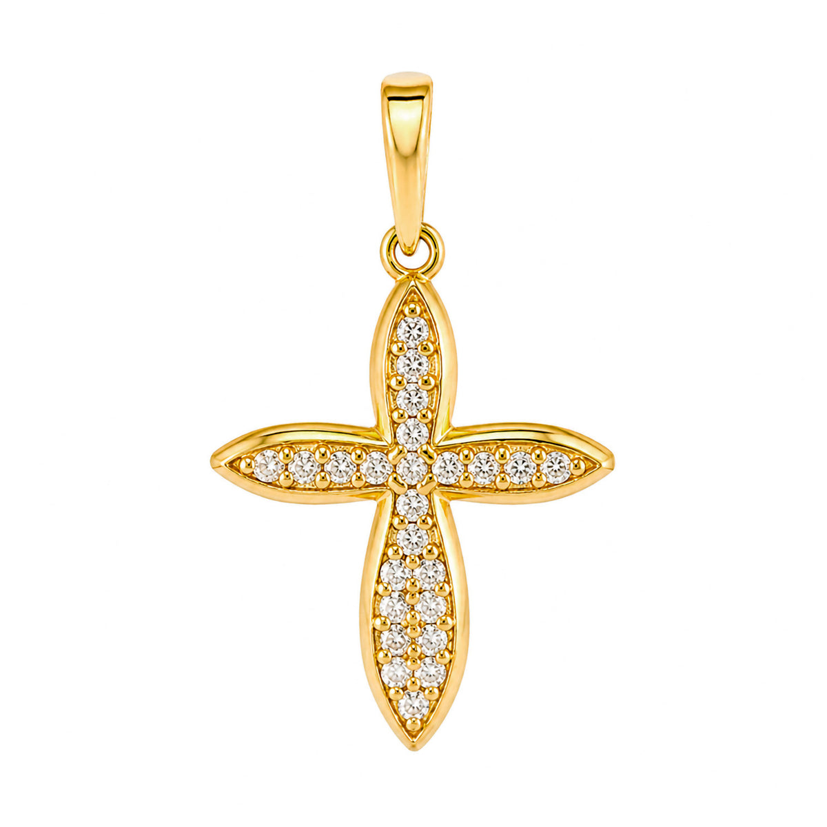 Dije Cruz 2.5cm Micro Circonias Oro 14K