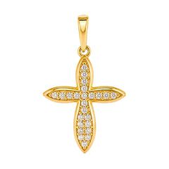 Dije Cruz 2.5cm Micro Circonias Oro 14K