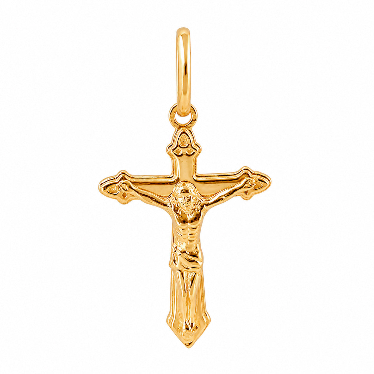 Dije Cruz con Cristo Bombeado 3 cm Oro 14K