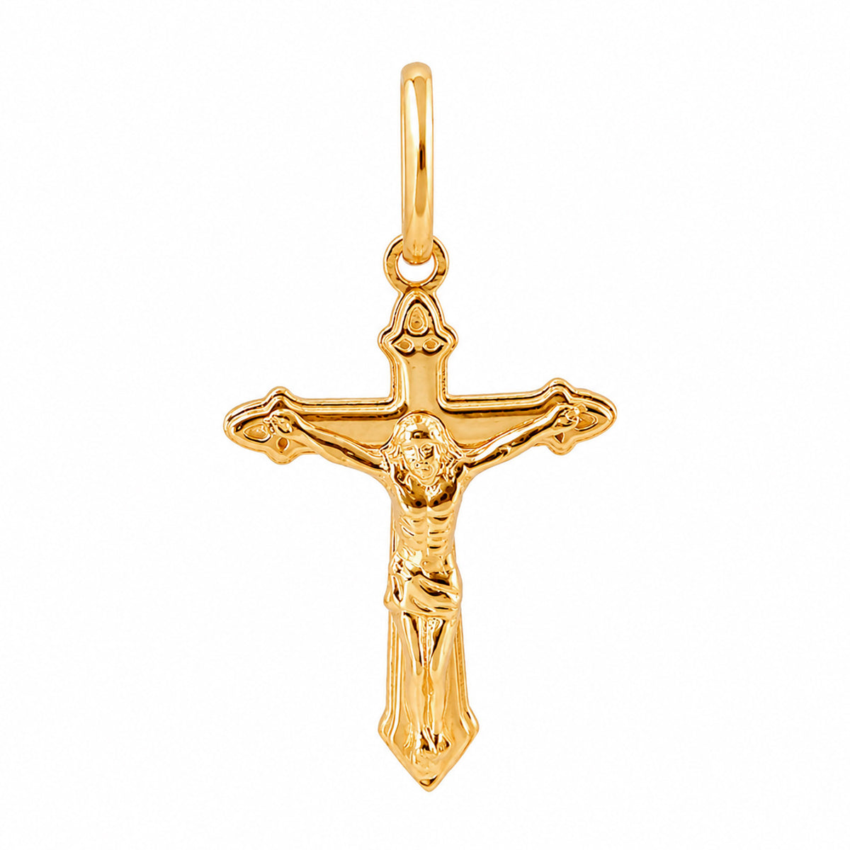 Dije Cruz con Cristo Bombeado 3 cm Oro 14K