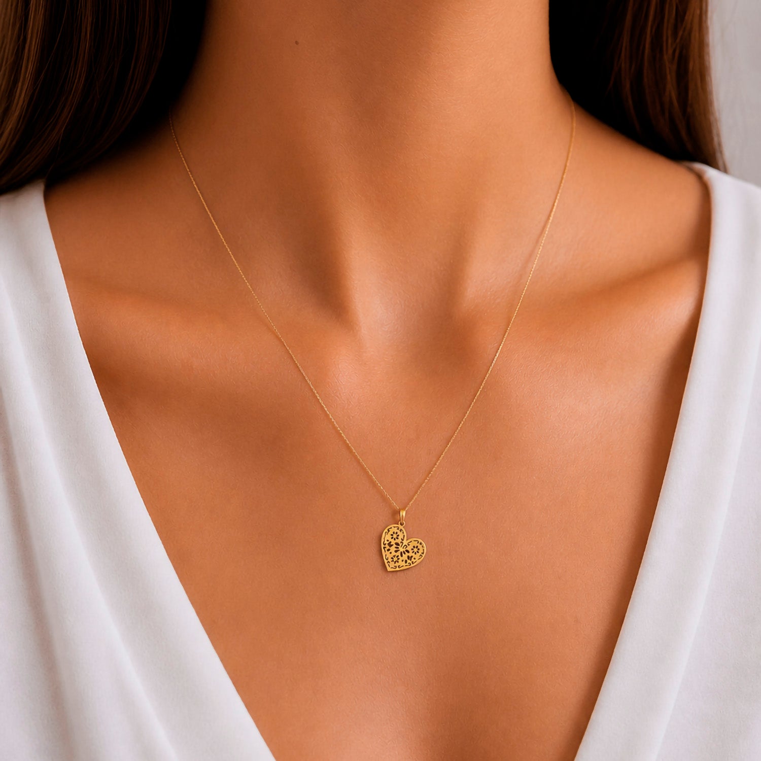 Dije Corazon Calado Oro 14k