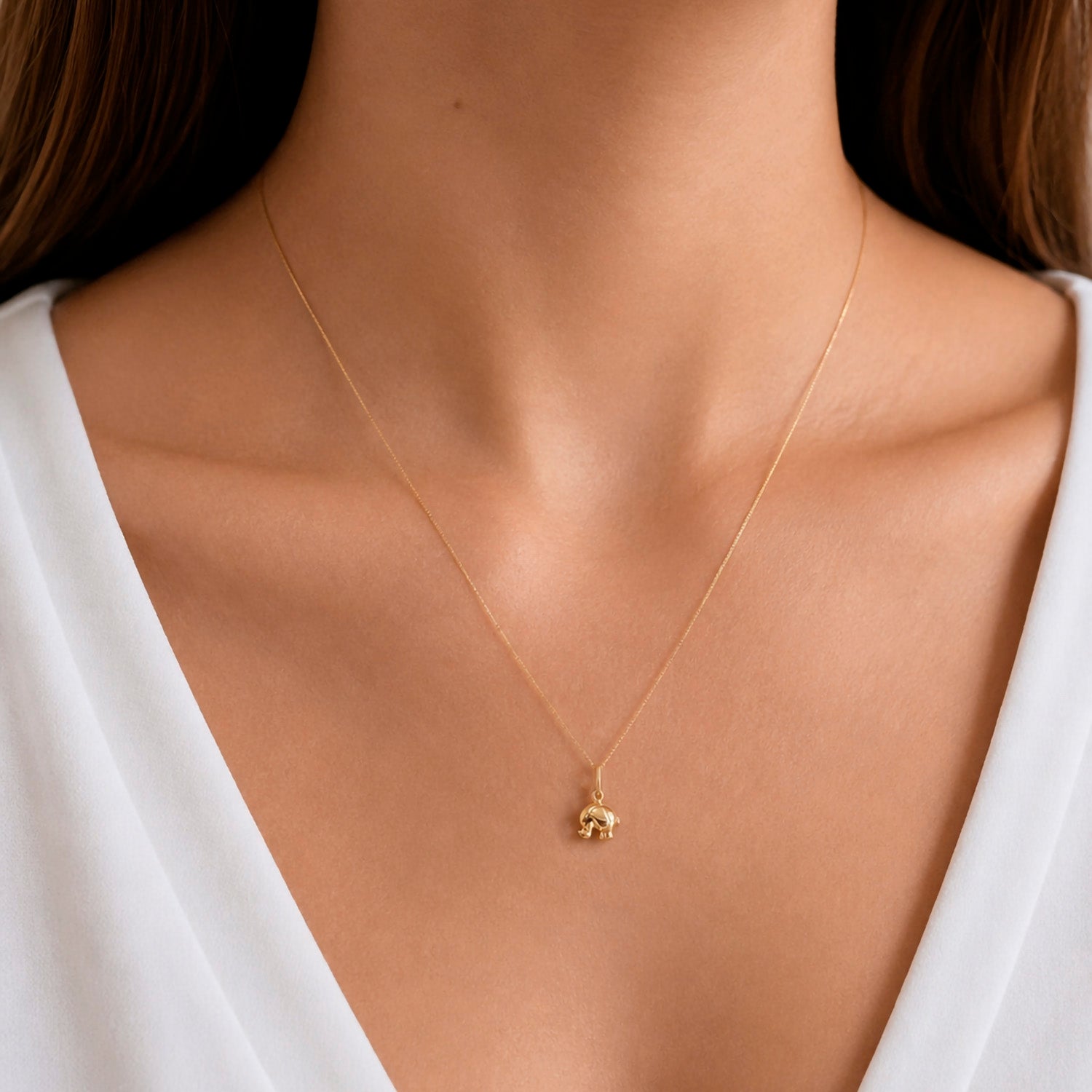 Dije Elefante Bombeado Oro 14K