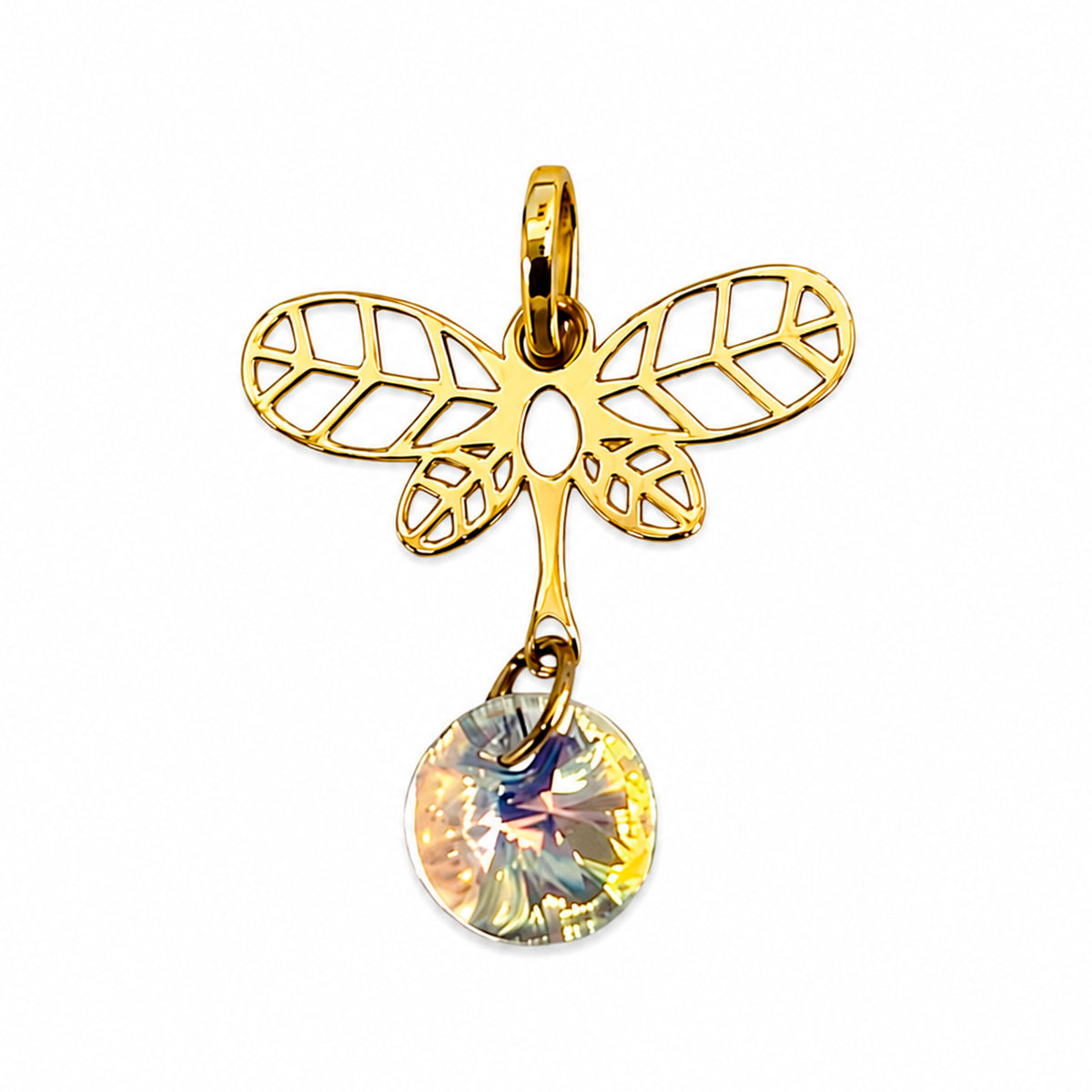 Dije Libelula con Swarovski Oro 14K