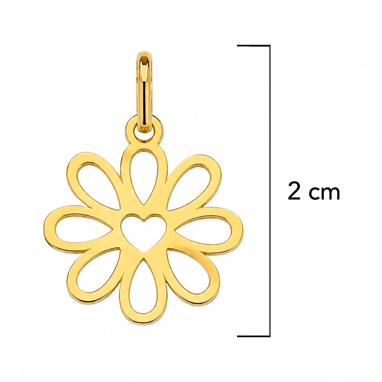 Dije Flor con Corazón Oro 14K