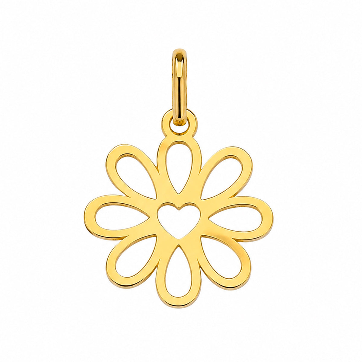 Dije Flor con Corazón Oro 14K