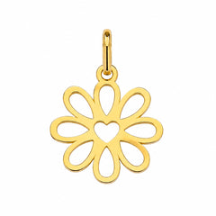 Dije Flor con Corazón Oro 14K
