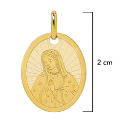 Dije Medalla Ovalada con la Virgen de Guadalupe Oro 14K