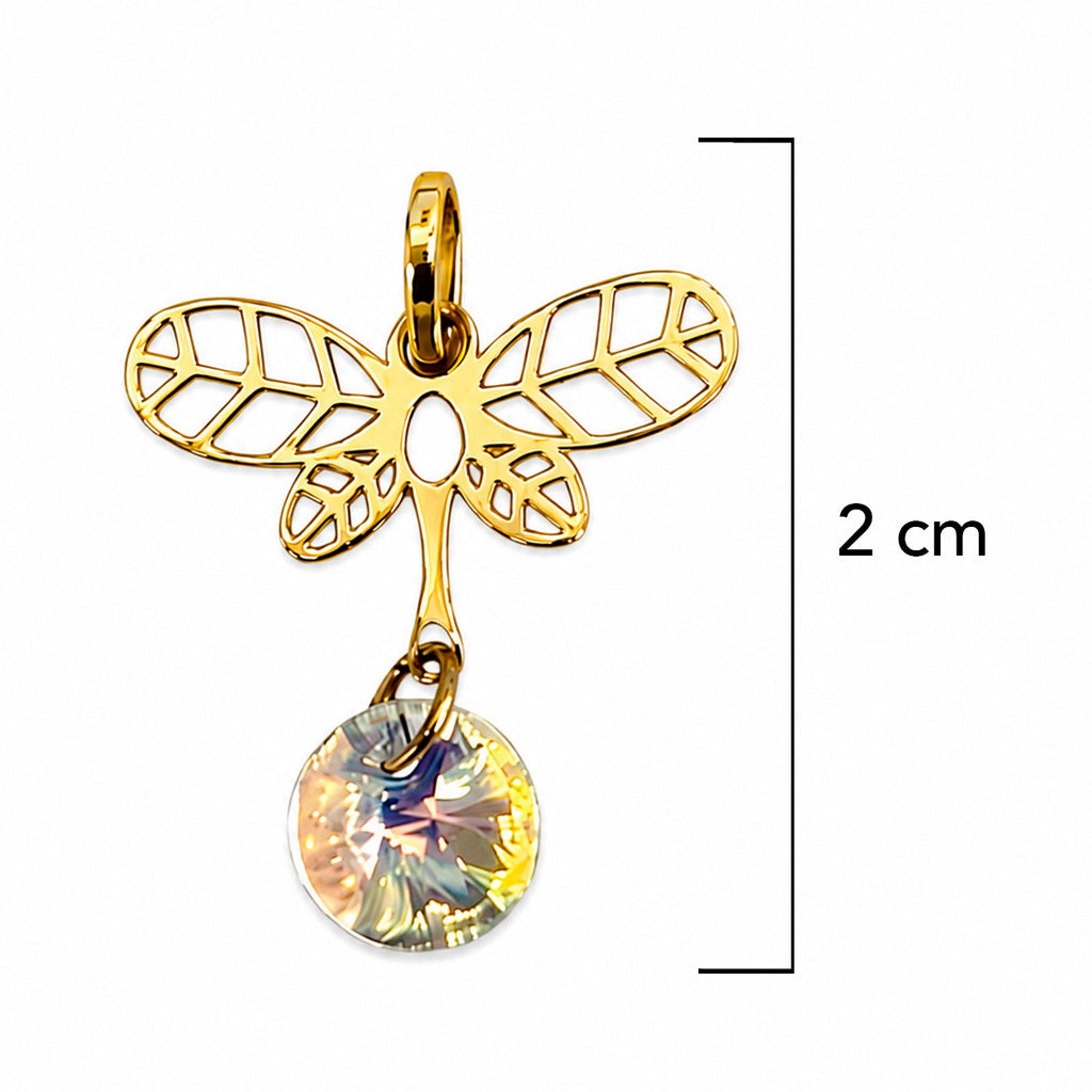 Dije Libelula con Swarovski Oro 14K