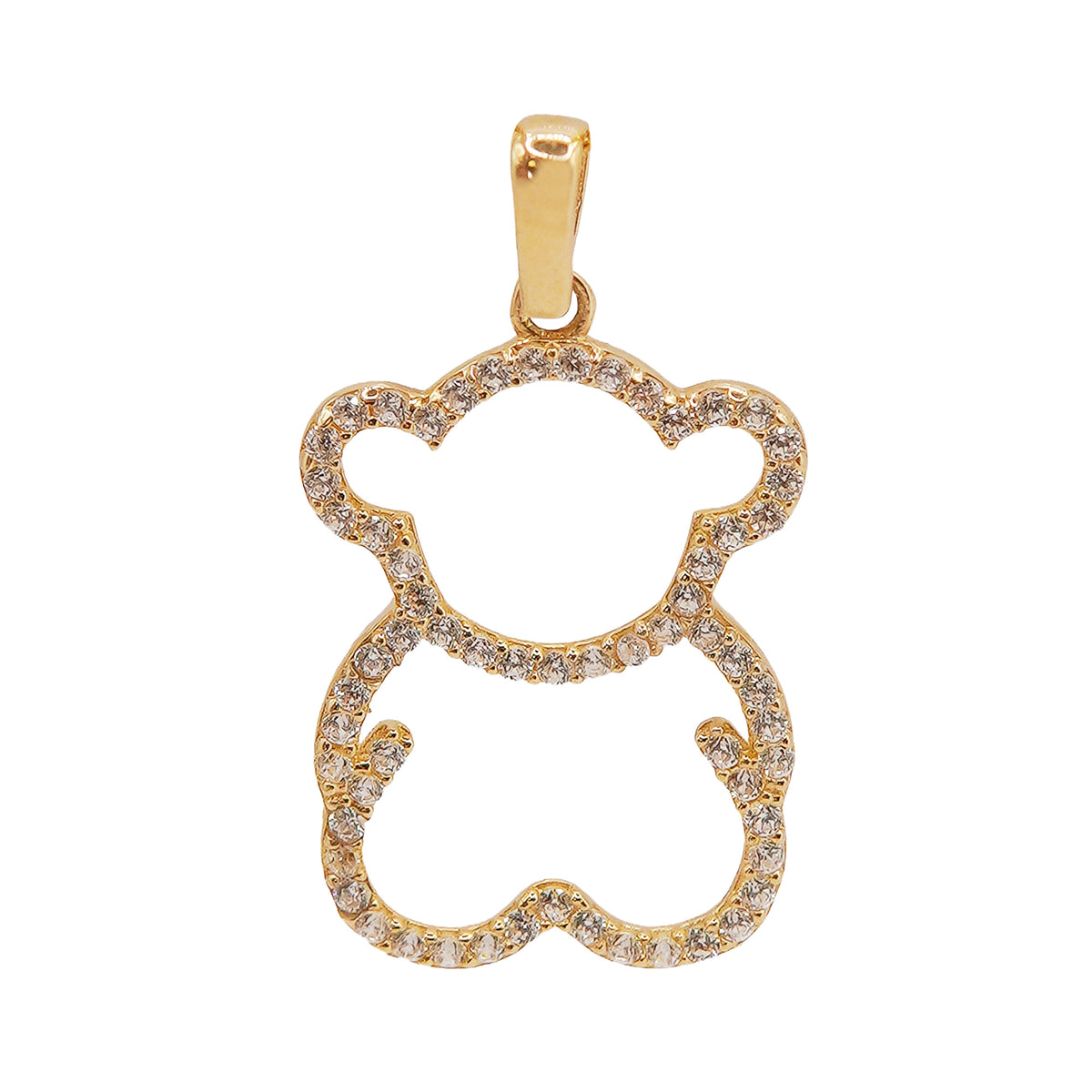 Dije Oso 2.5 cm con Micro Circonias Oro 14K