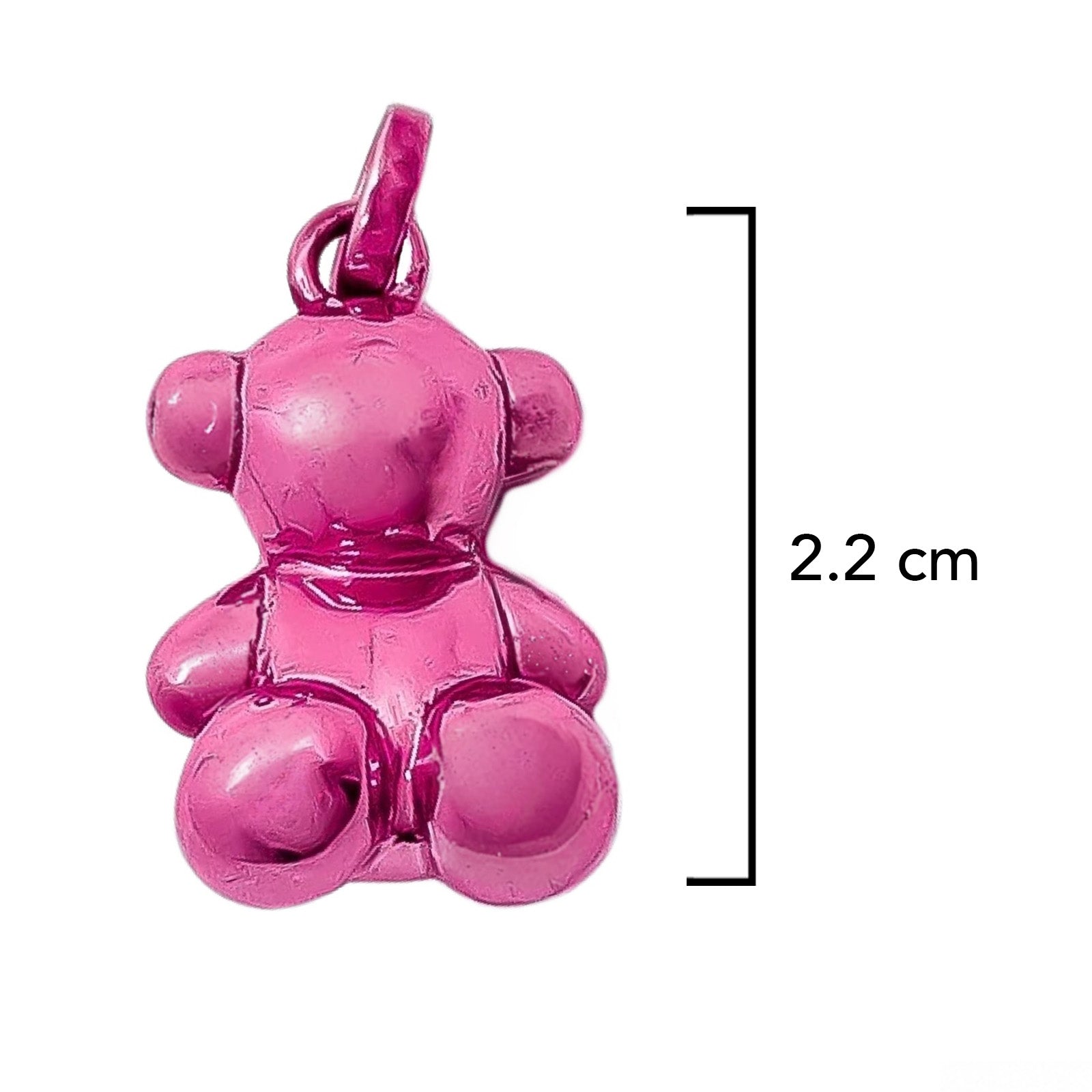 Dije Oso 1.1 Bombeado Macizo Bañado en Esmalte Rosa, Plata 925