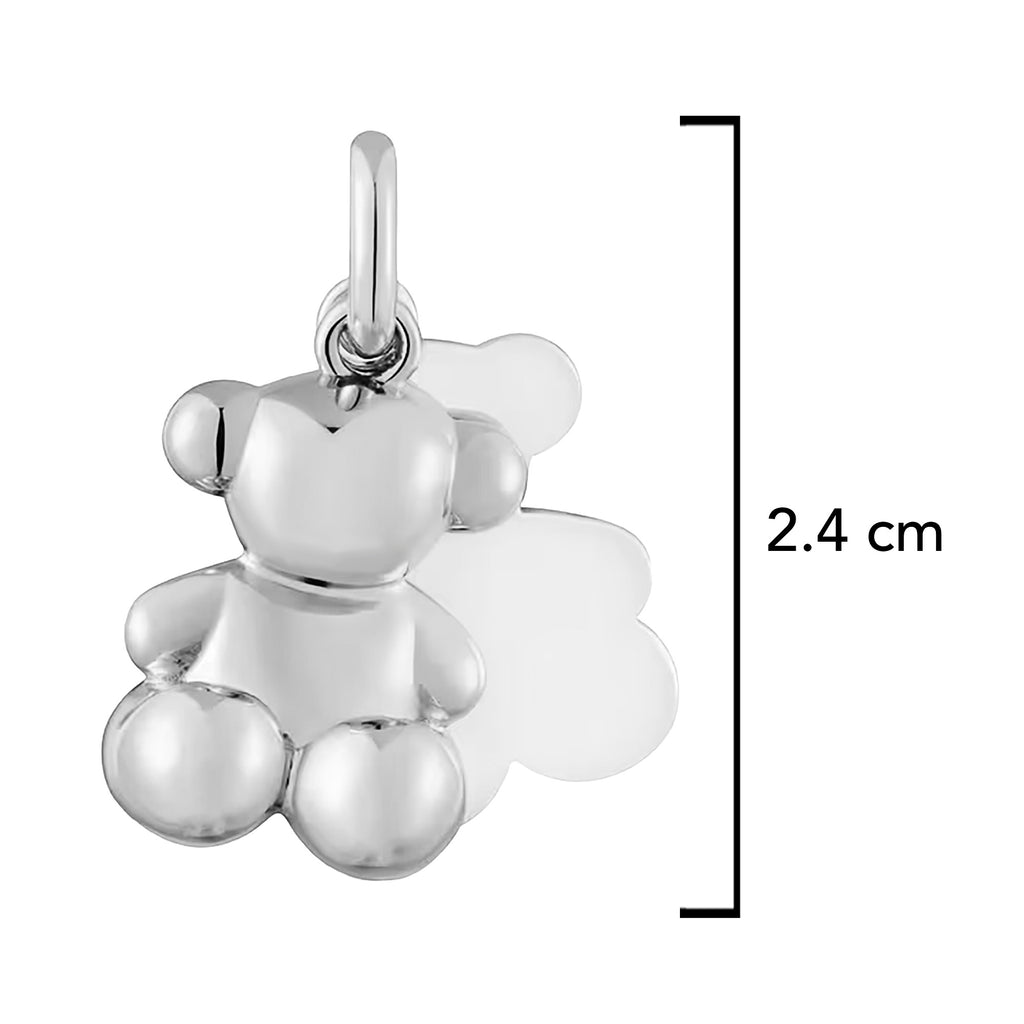 Dije Inspirado Oso 1.1 Doble Plata .925 con Baño de Rodio. Tamaño 2.4 cm