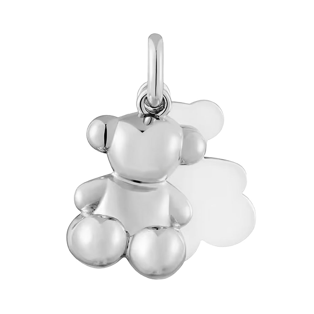 Dije Inspirado Oso 1.1 Doble Plata .925 con Baño de Rodio. Tamaño 2.4 cm