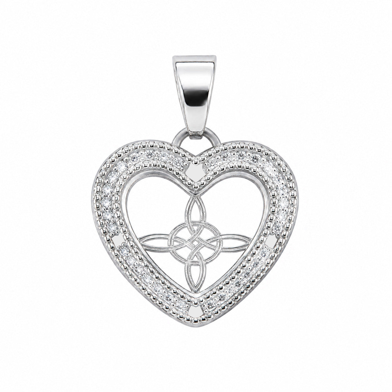 Dije de Corazon con Circonias y Nudo de Bruja de 2.5cm Plata .925