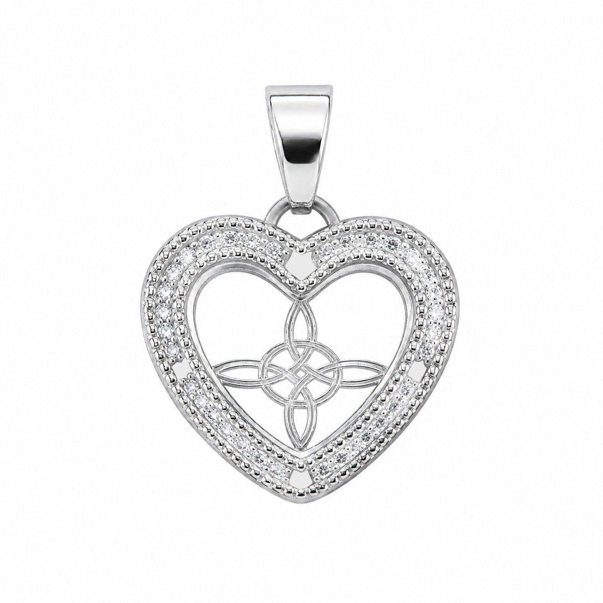 Dije de Corazon con Circonias y Nudo de Bruja de 2.5cm Plata .925