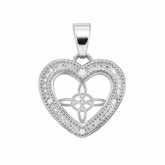 Dije de Corazon con Circonias y Nudo de Bruja de 2.5cm Plata .925