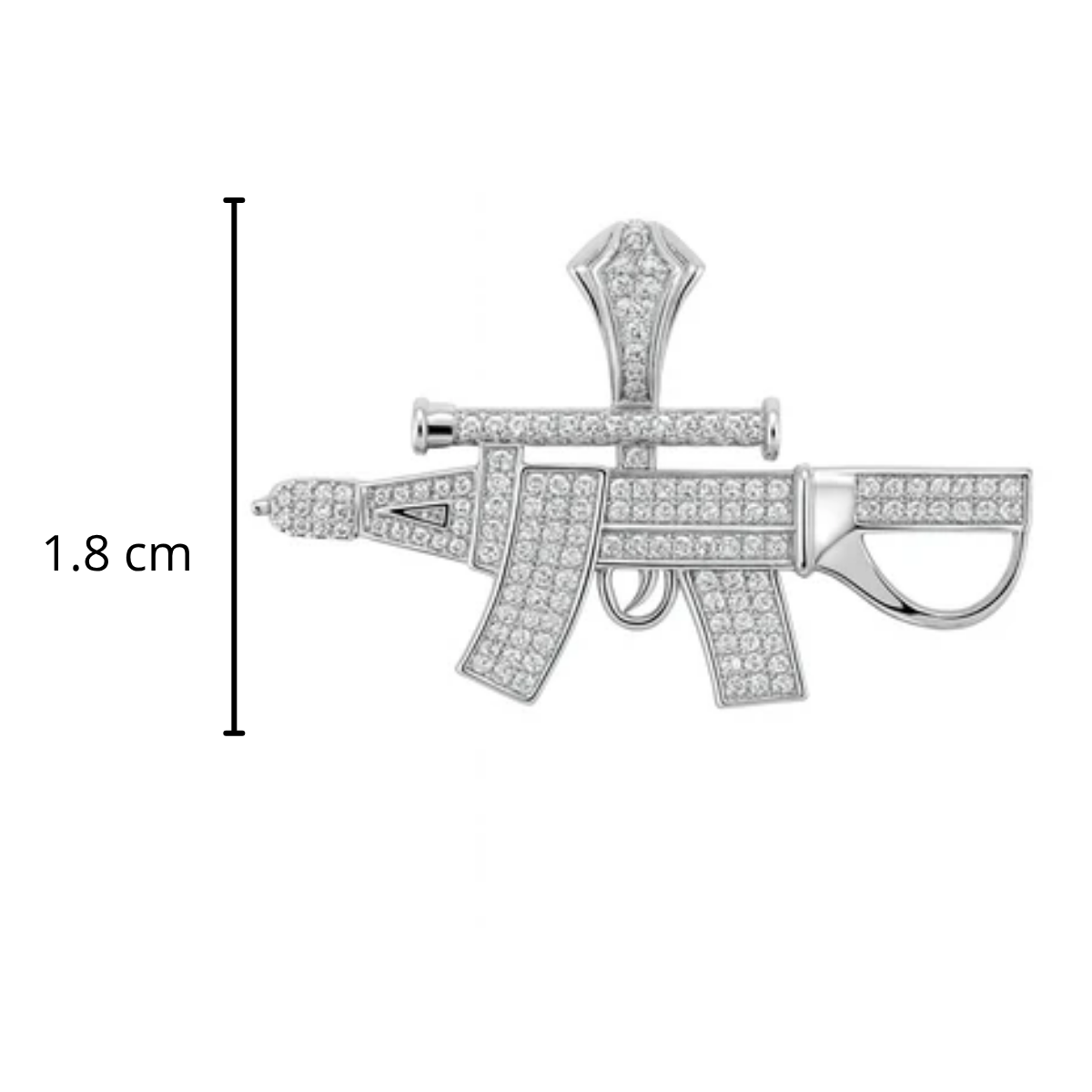 Dije de Arma con Micro Circonias Plata .925 con Baño de Rodio