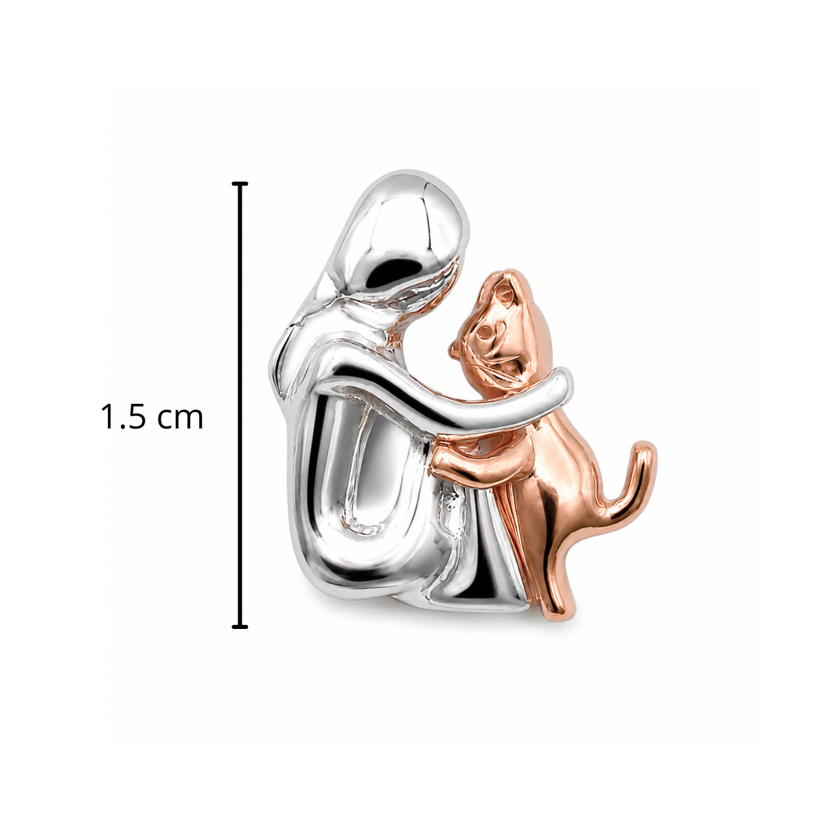 Dije Abrazo Gato, Plata .925 Con Baño de Oro Rosa