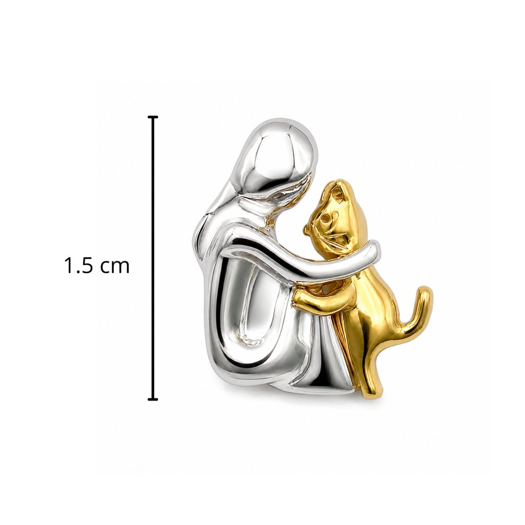 Dije Abrazo Gato, Plata .925 Con Baño de Oro