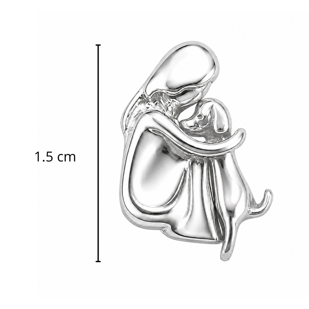 Dije Abrazo Perro, Plata .925, Tamaño 1.5 cm